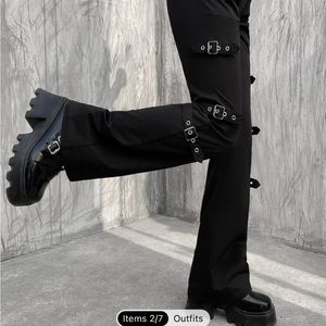 Shein Low Rise Grommet Eyelet Buckle Detail Pants